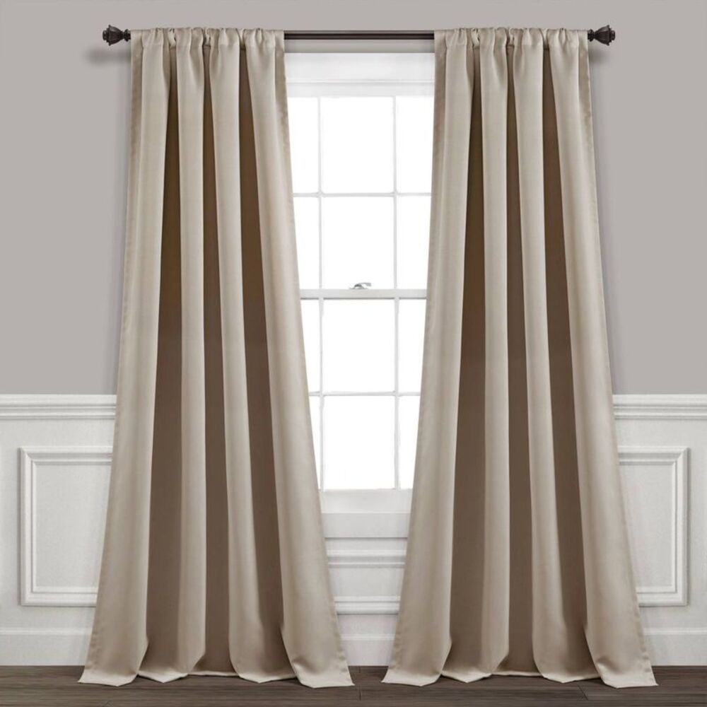 Set of 2 (84"x52") Insulated Blackout Curtain Panels Beige - Lush Décor